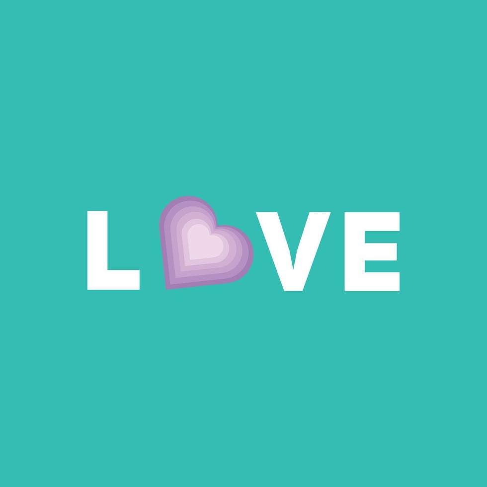 The lettering of love with a heart vector