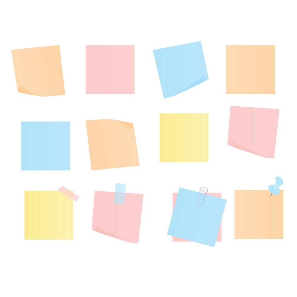Set of realistic stickers, notebook labels. Vector illustration