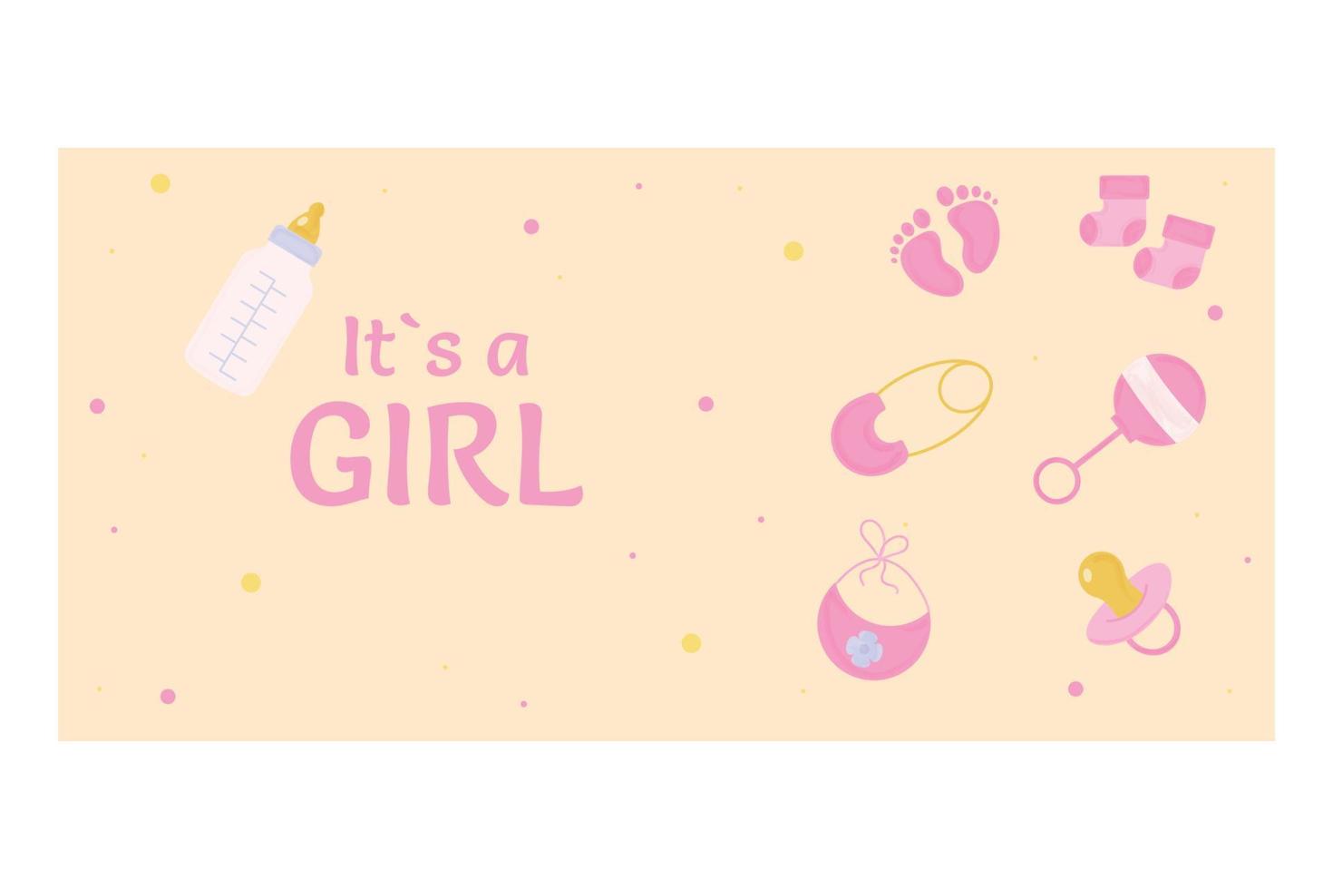 Invitation baby is a girl. Vector illustration