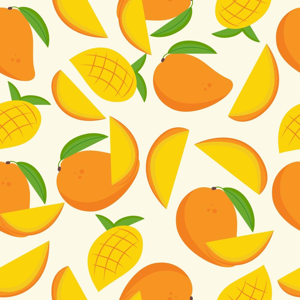 A set of seamless mango patterns. Fruit vector