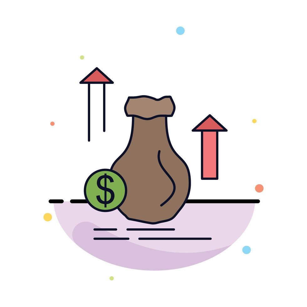 bolsa de dinero dólar crecimiento stock color plano icono vector