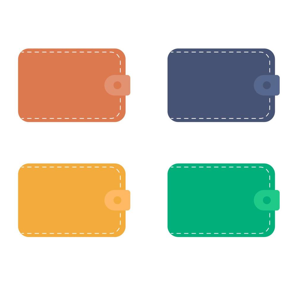 Set of leather wallets. Isolated on white background. Vector illustration.