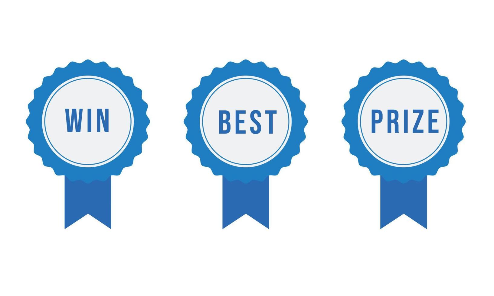 Set of badges with ribbons and the inscription winner, best, prize. Vector illustration