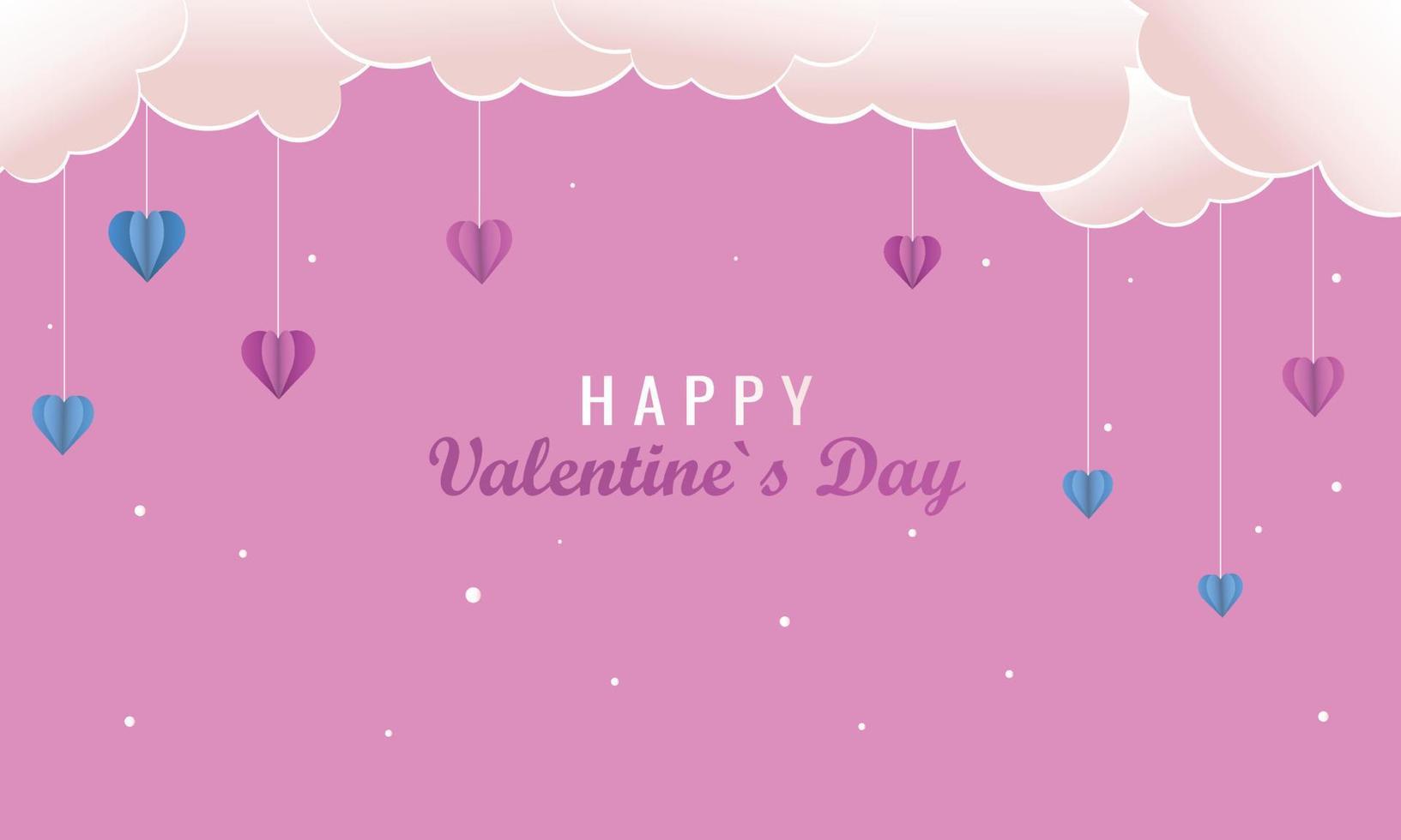 Heart background pink, blue cut out paper style.  Valentine's day, love vector