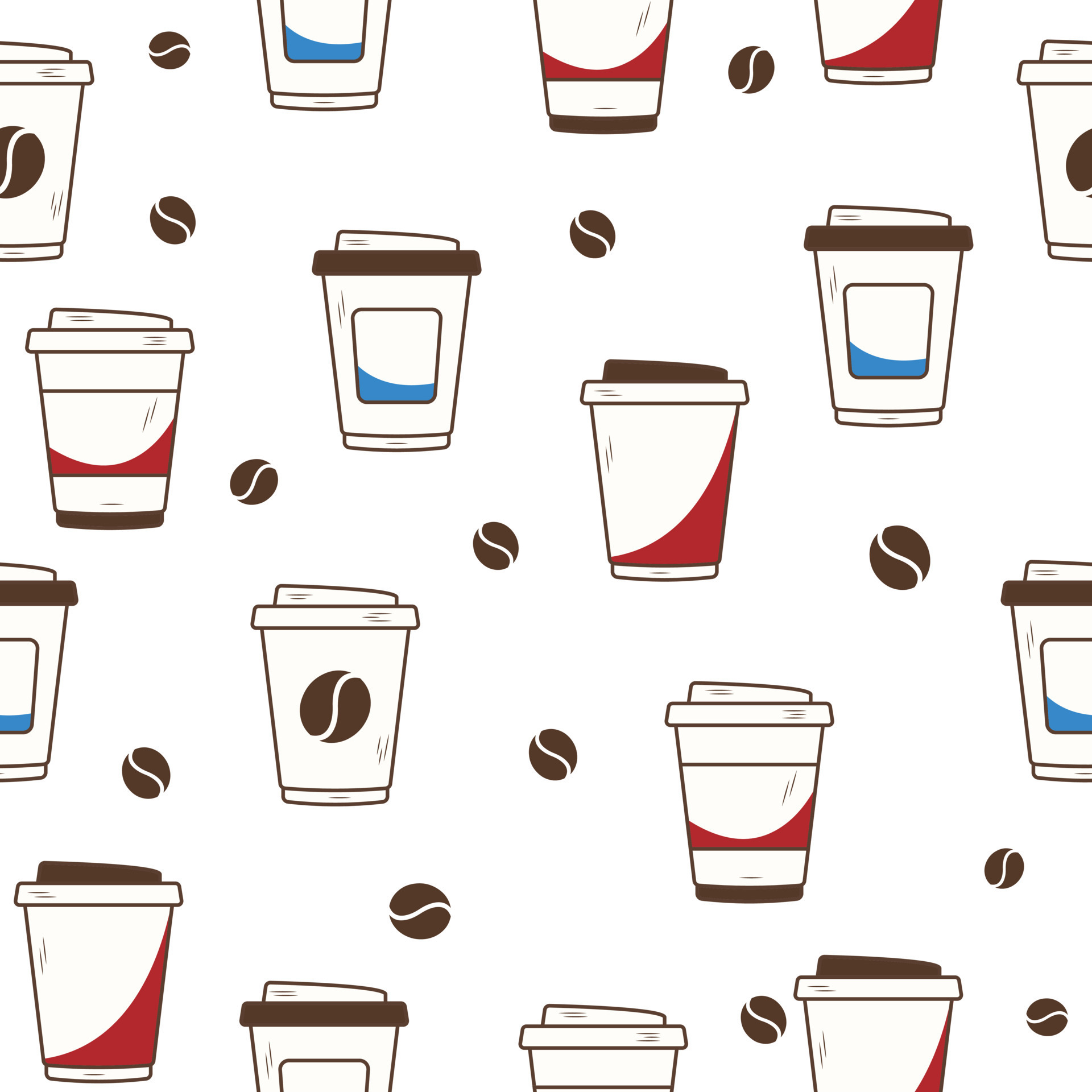 Seamless coffee cup pattern in line style 13460892 Vector Art at Vecteezy