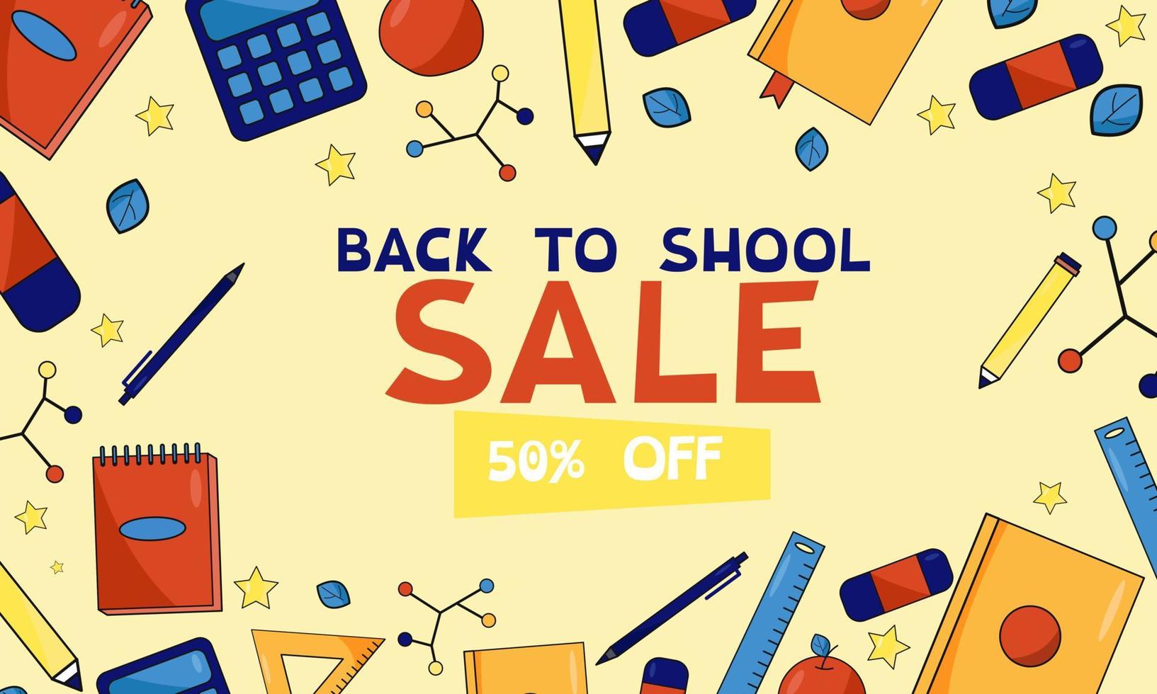 Back to school banner sale. Discount. Vector illustration