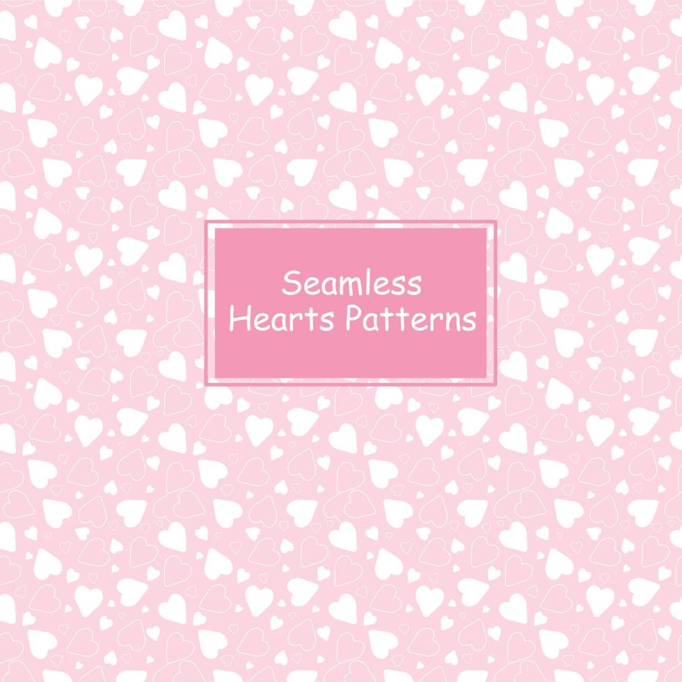 Seamless patterns with hearts in a light tone vector