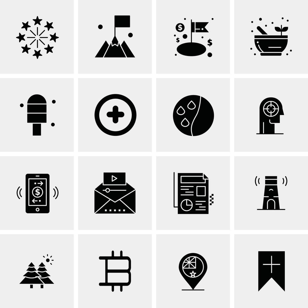 16 iconos de negocios universales vector ilustración de icono creativo para usar en proyectos relacionados con la web y dispositivos móviles