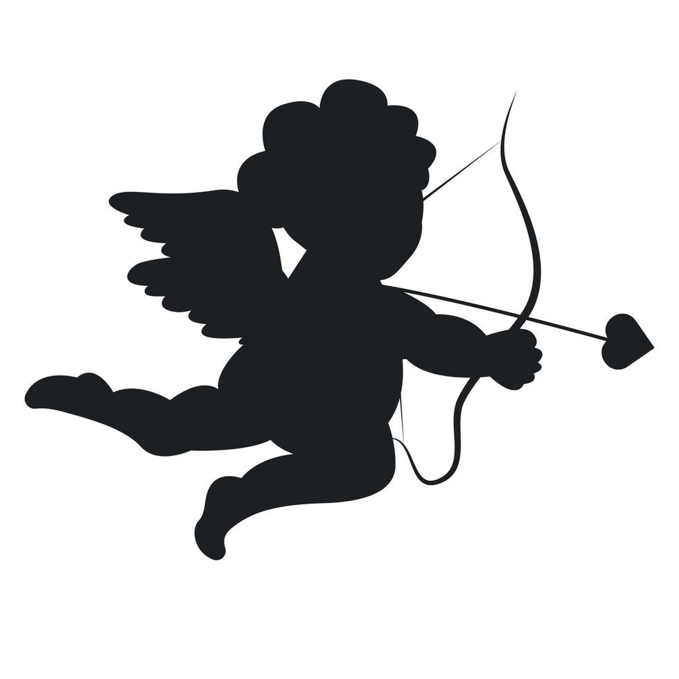 Cupid silhouette with an arrow in black. vector