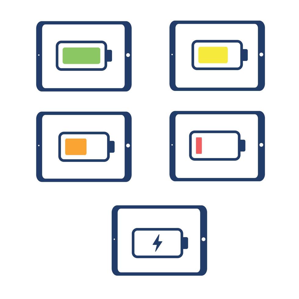 Tablet with a battery charge. Charge level indicator. Fully charged vector
