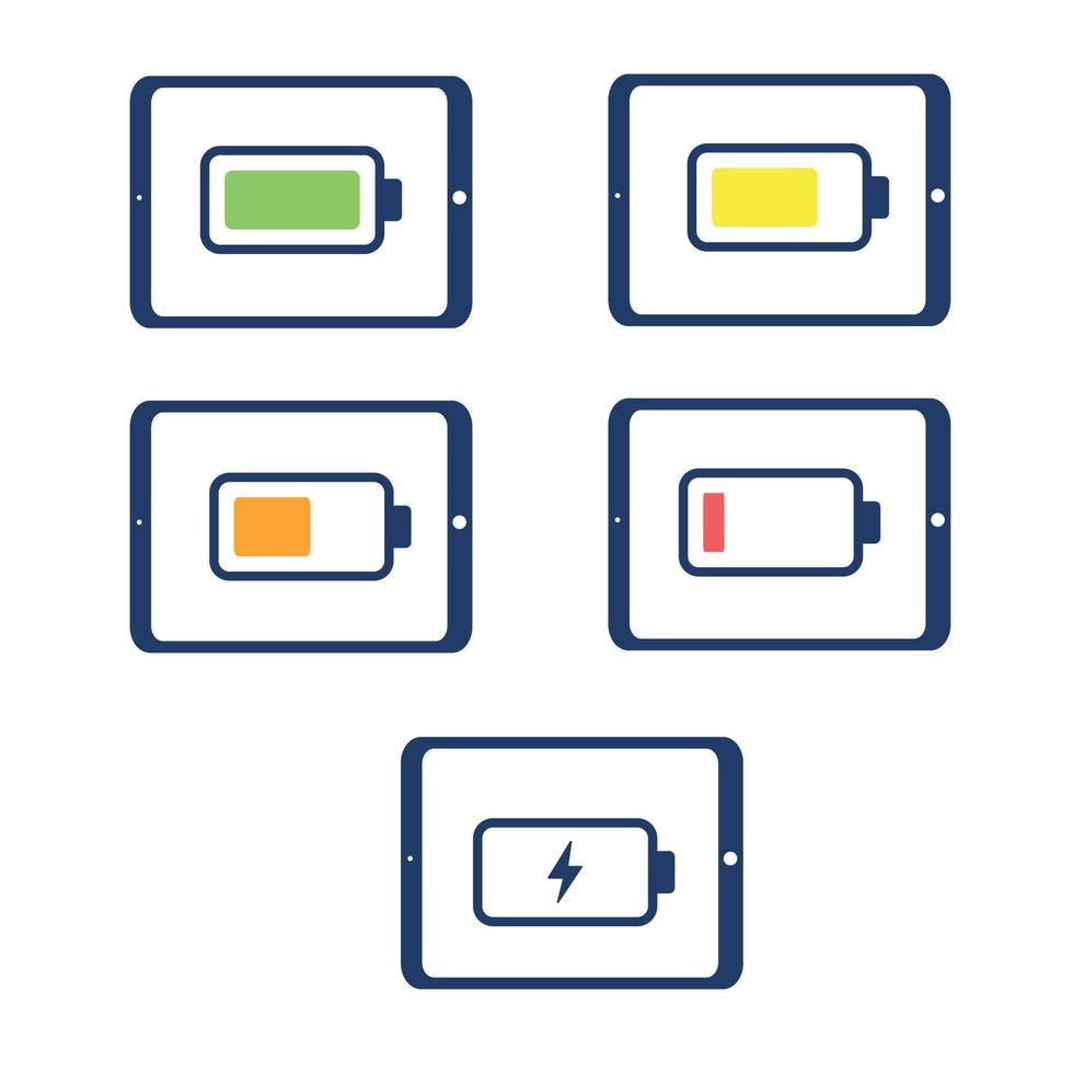 tableta con una carga de batería. indicador de nivel de carga. completamente cargado vector