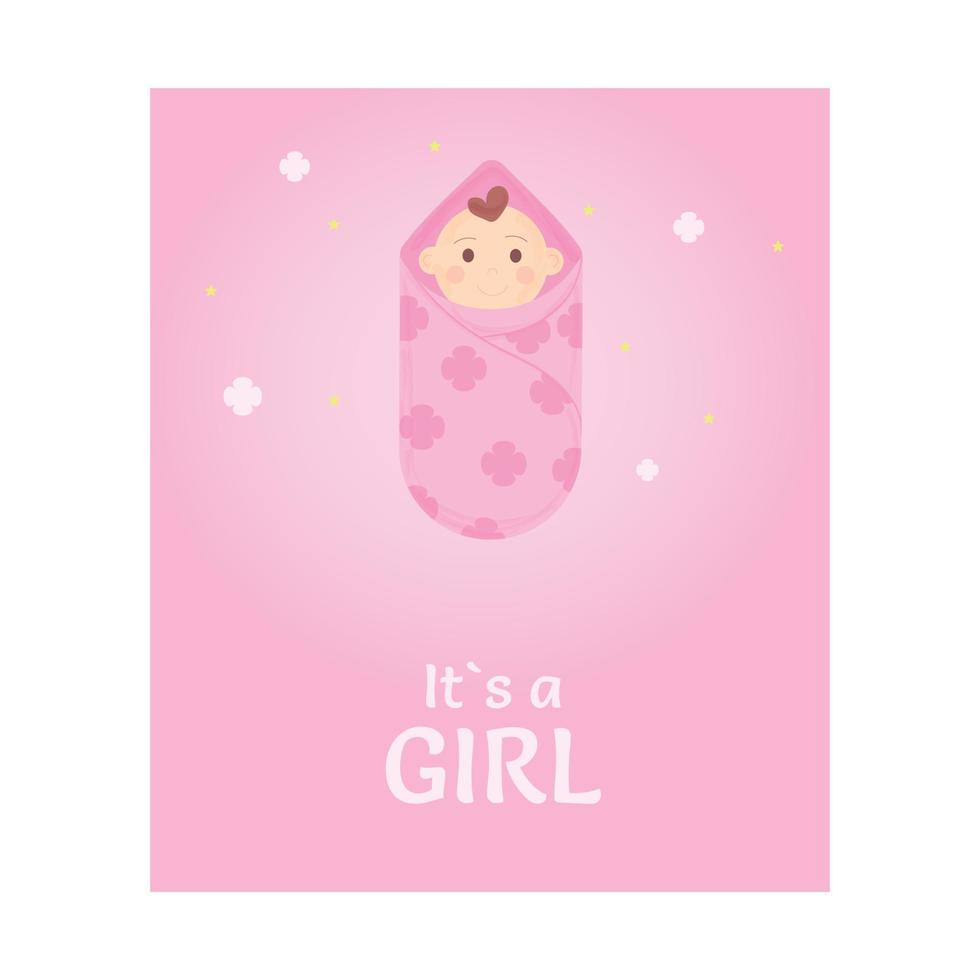 Invitation to a baby shower for a girl. Vector illustration