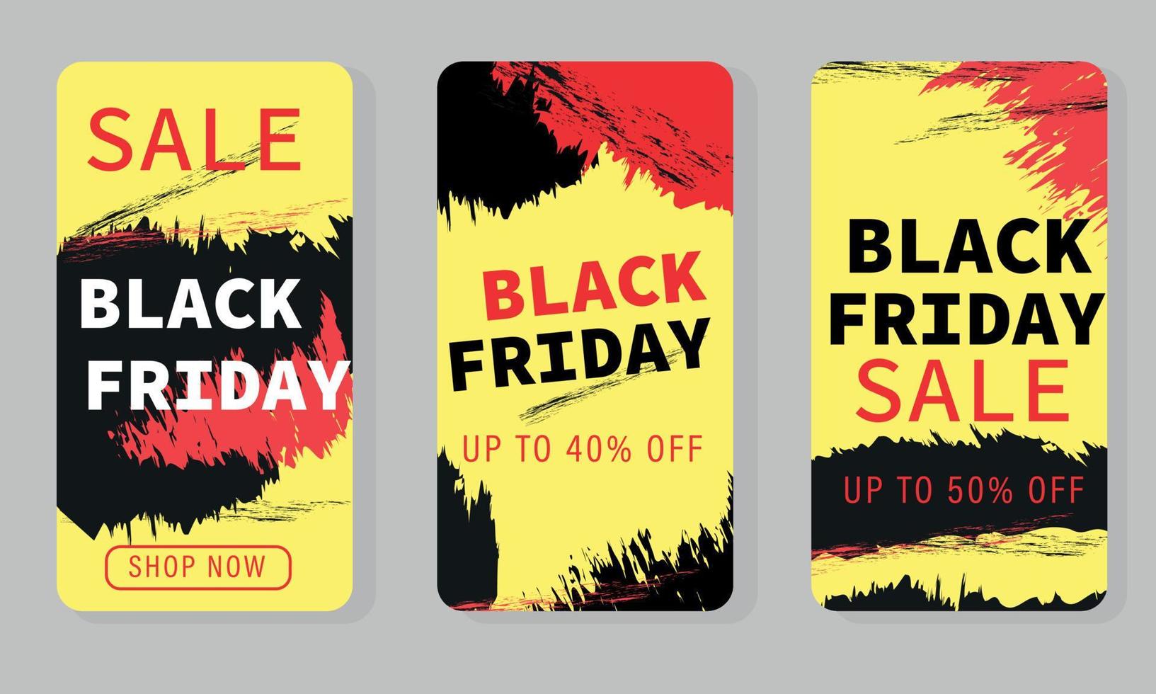 Black Friday banner set. Sale. Shop now. Discounts. vector