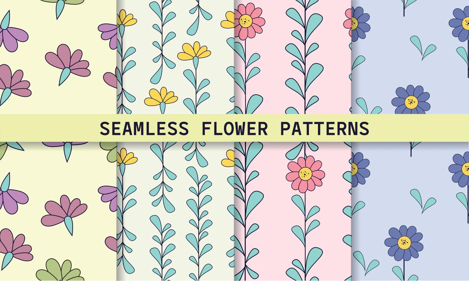 un conjunto de patrones de flores sin costuras vector