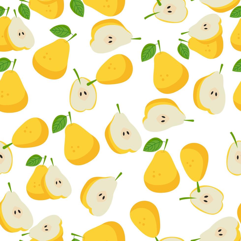 A set of seamless pear patterns. Fruit vector