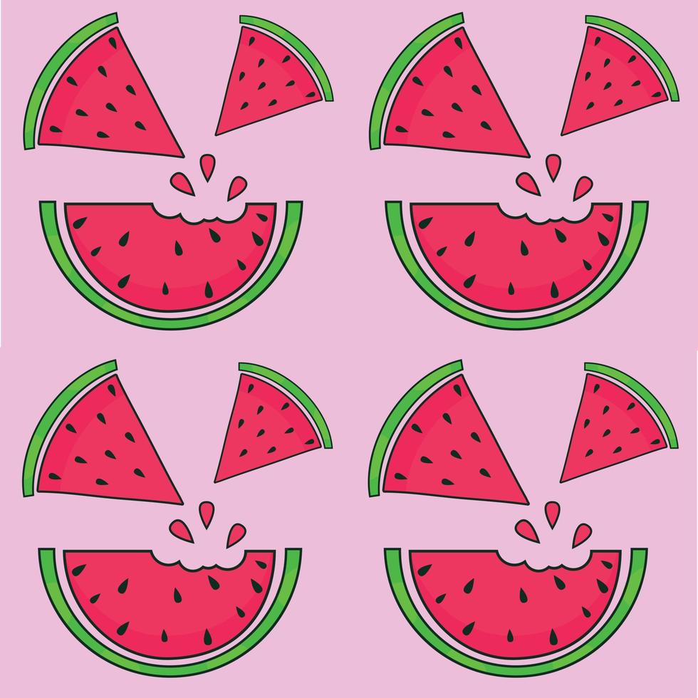 Watermelon seamless pattern in a cartoon style. vector