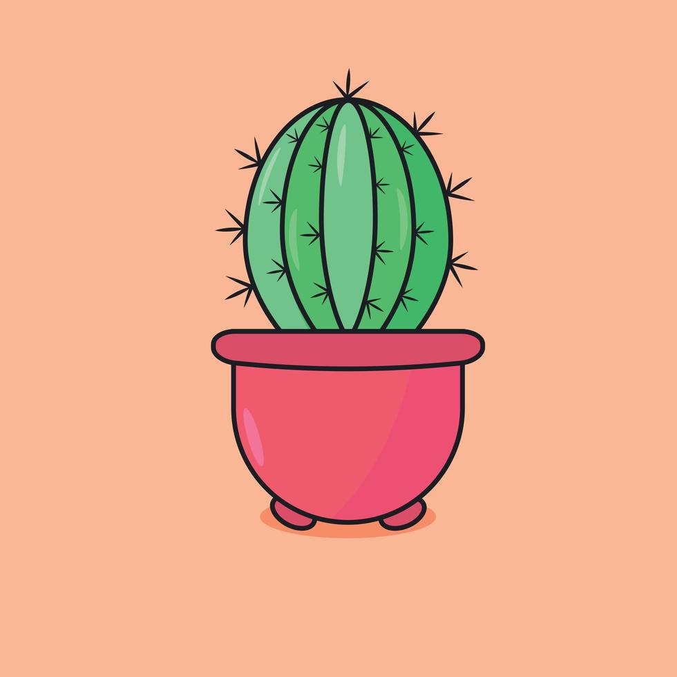 Cactus flower, plant in a pink pot vector