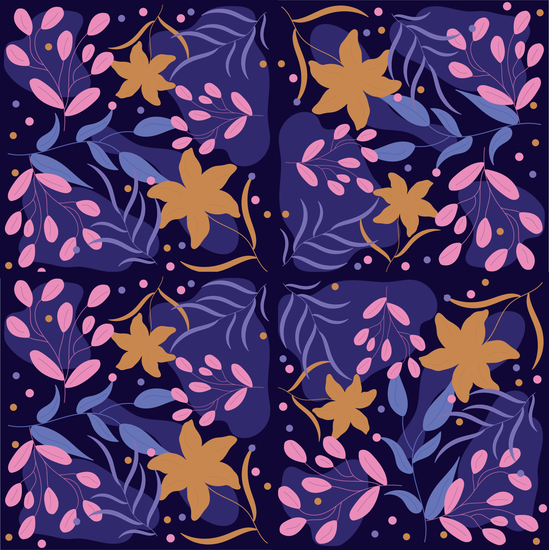 A handdrawn abstract leaf pattern on a dark background. 13460989