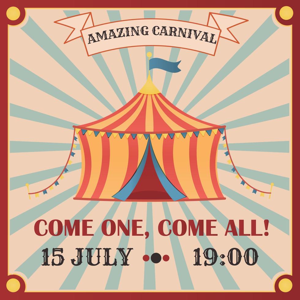 Carnival invitation banner. Circus. Circus tent. vector