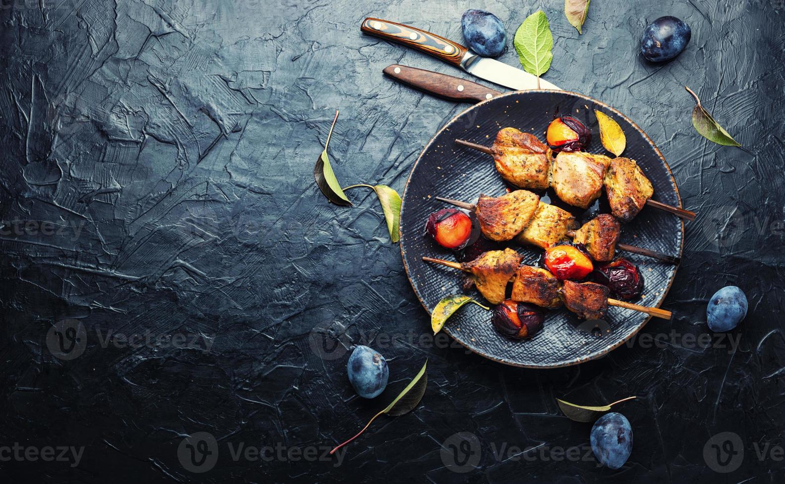 Kebab roasted with plum photo