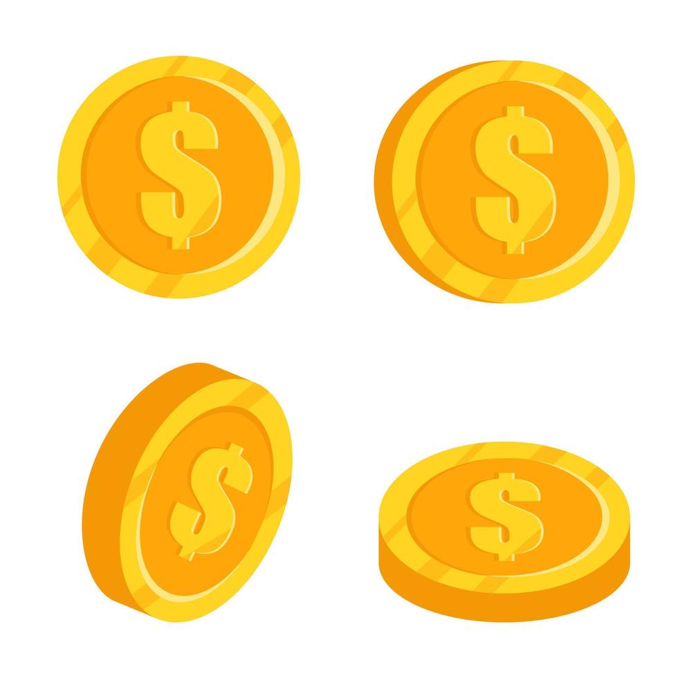 Gold dollar isolated coin symbol. Vector illustration