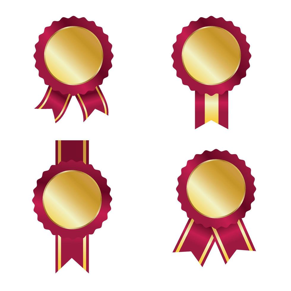 Set of red ribbon badges. Vector illustration