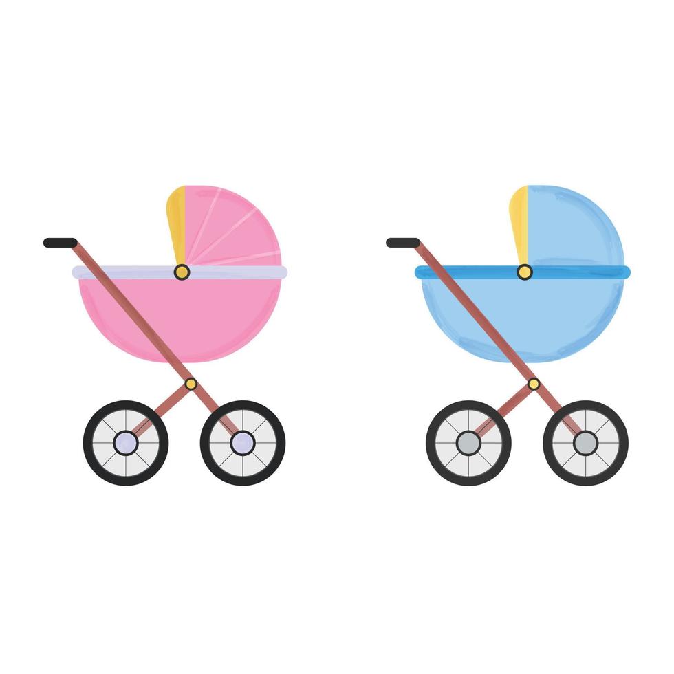 Baby stroller for a boy and for a girl vector