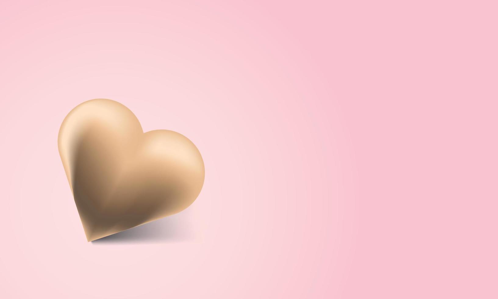Golden heart on a light background. Valentine's day and love. vector