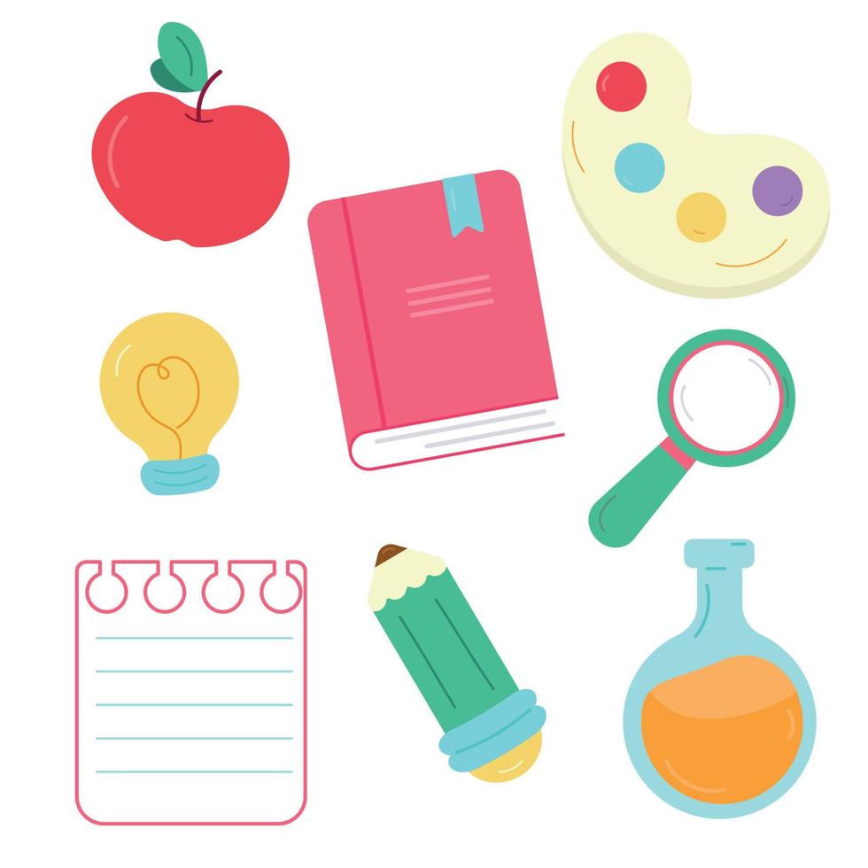 Set of school items, back to school. Vector illustration