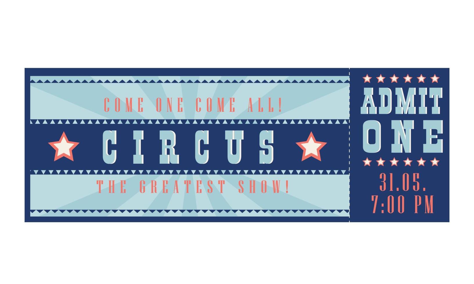 Circus ticket in blue vector