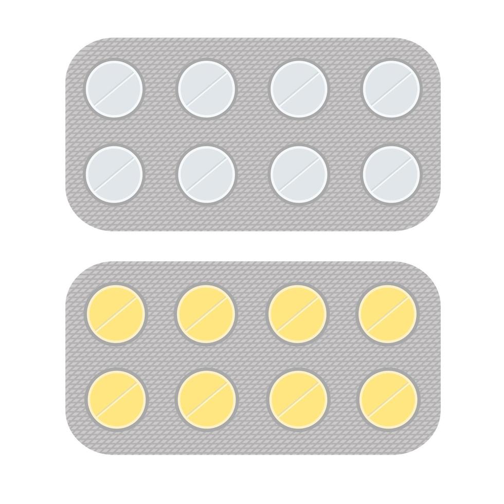 blisters de cápsulas de comprimidos redondos. aspirina antibióticos o analgésicos vector