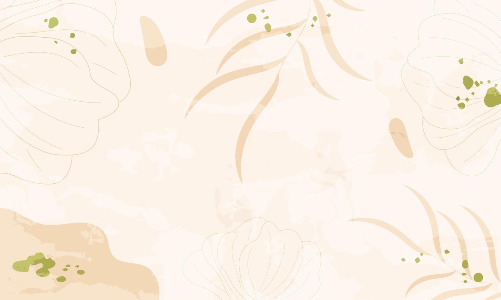 Minimalist pastel background with flowers, leaves with blotches. Spring. Summer. vector