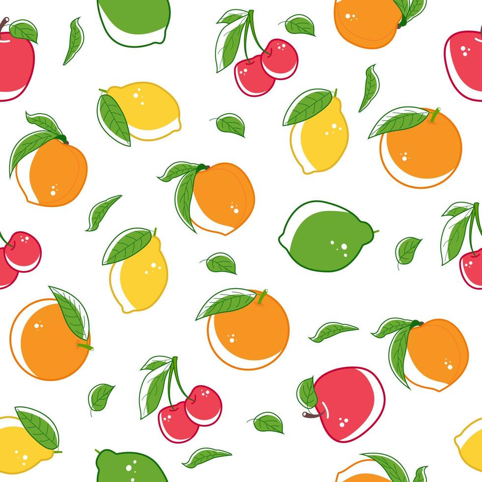 seamless, patrón, de, diferente, frutas vector