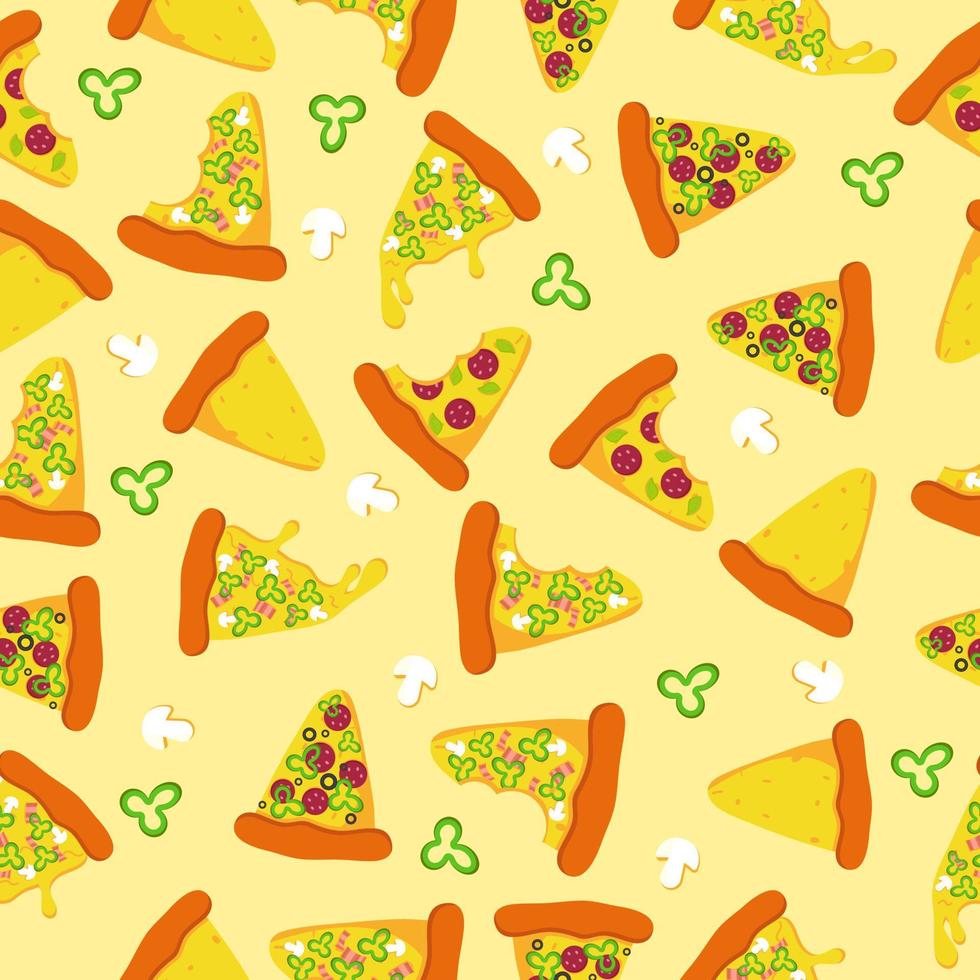 Seamless slices pizza pattern fast food vector