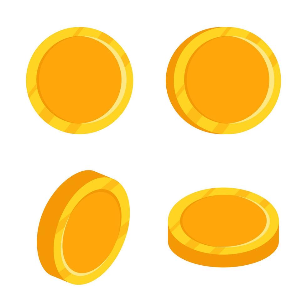 Set of empty gold coins. Vector illustration.