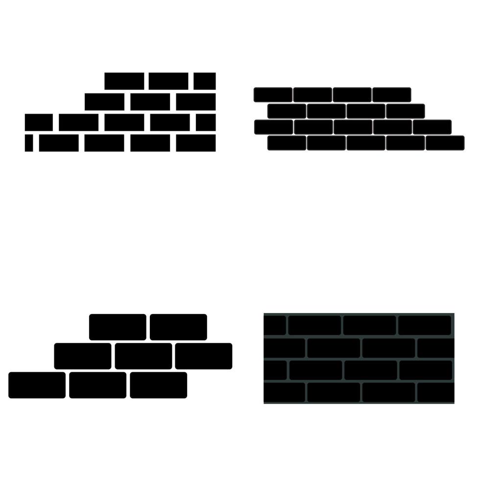 Set of brick walls in black and white. Vector illustration