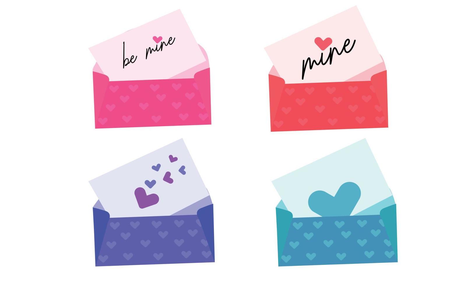 Set of color envelopes with love letters vector. Holiday, heart. vector