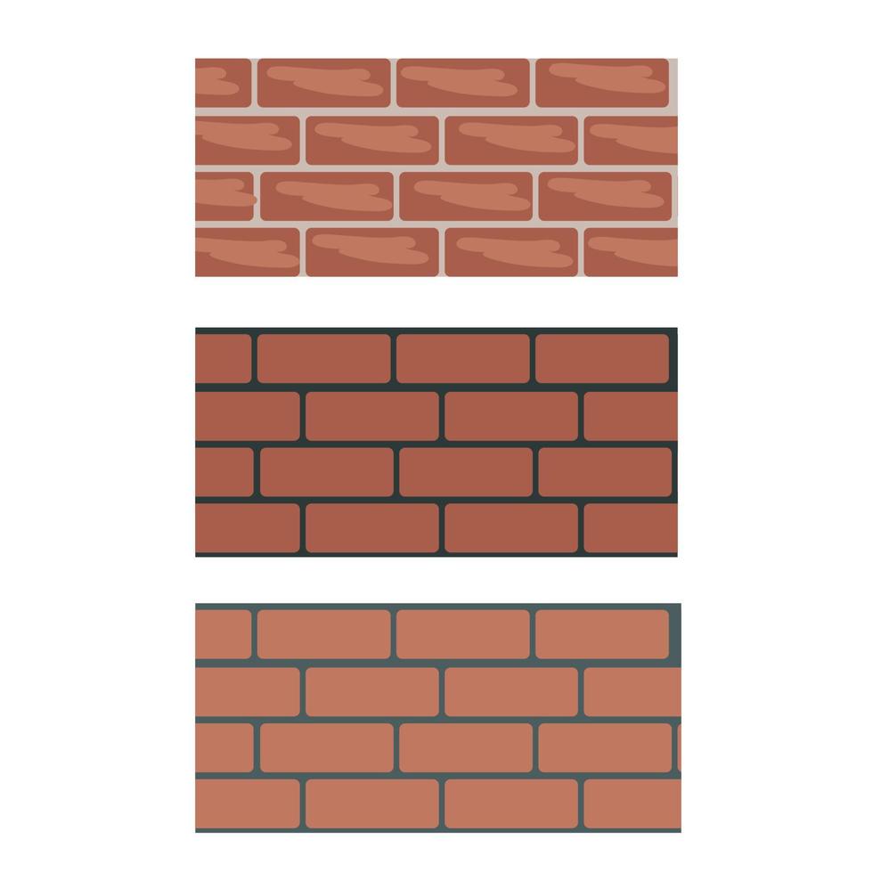 Set of brick walls in different colors. Vector illustration