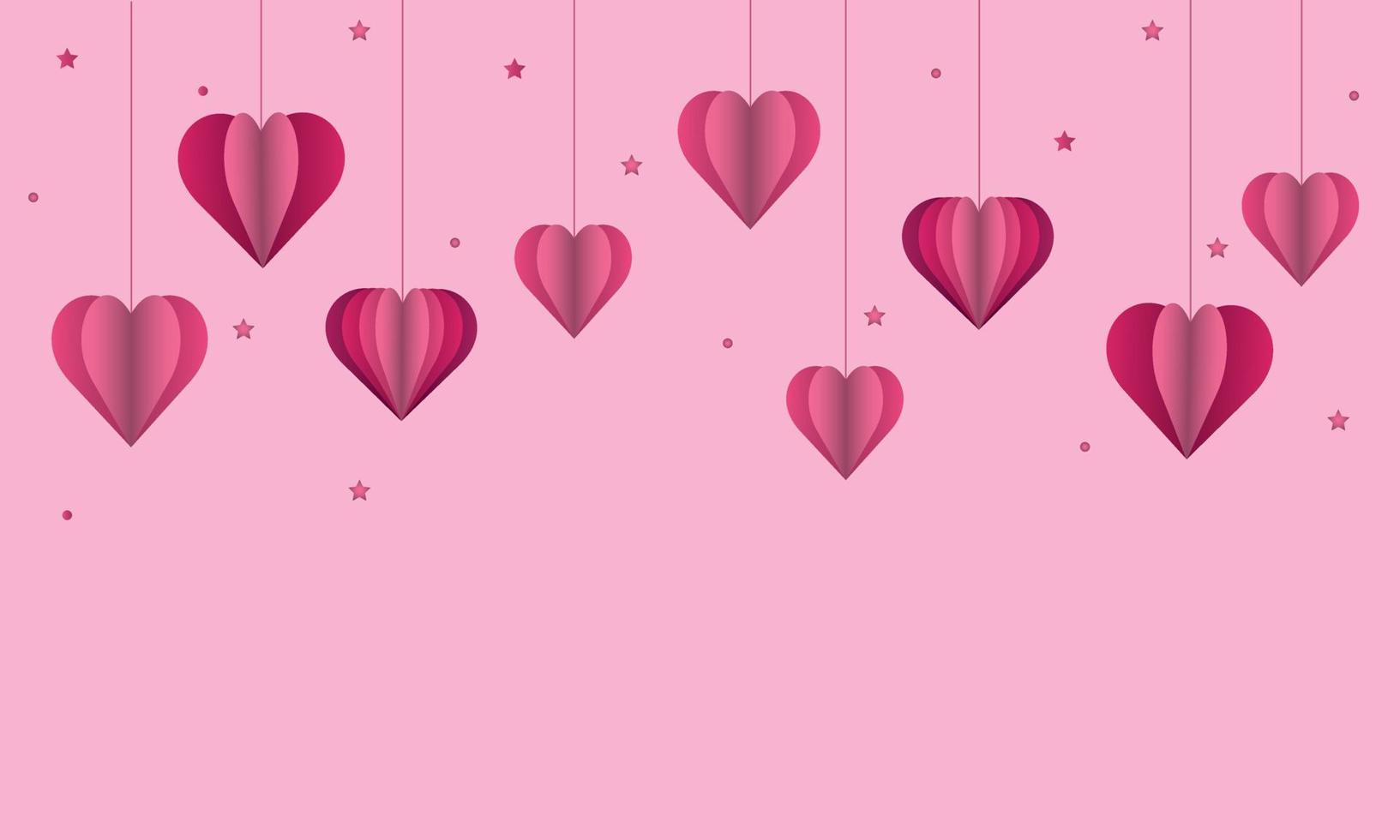 Background Paper pink heart on a light background. Valentine's day and love vector