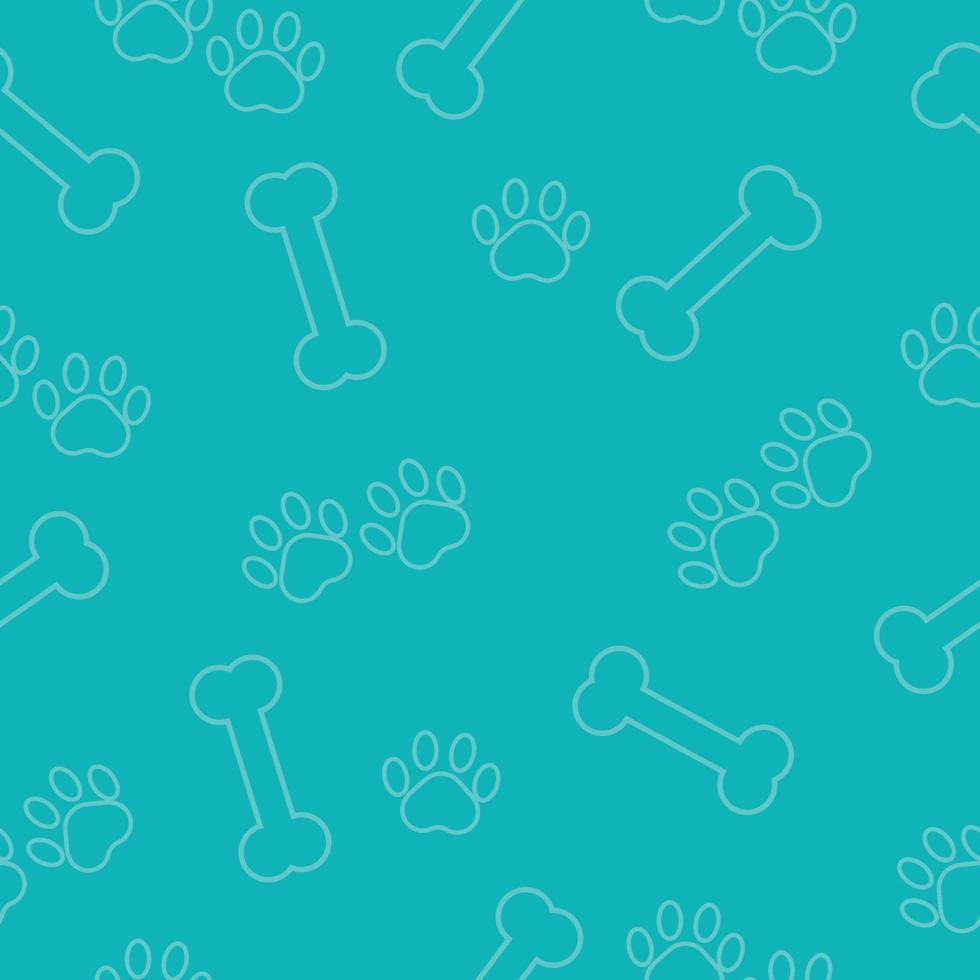 Seamless pattern with bone and paw. Vector pattern