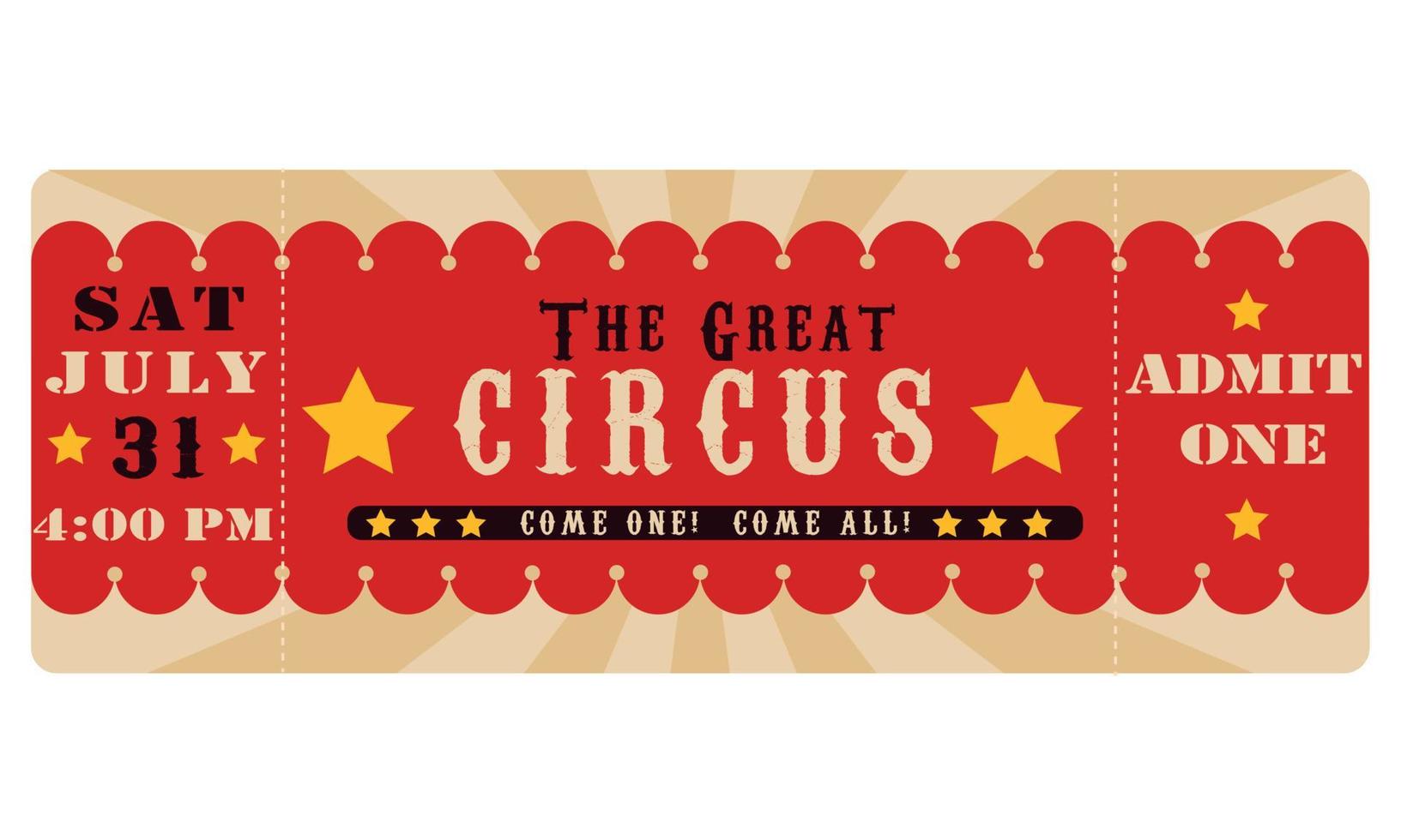 Circus ticket. The Great Circus vector