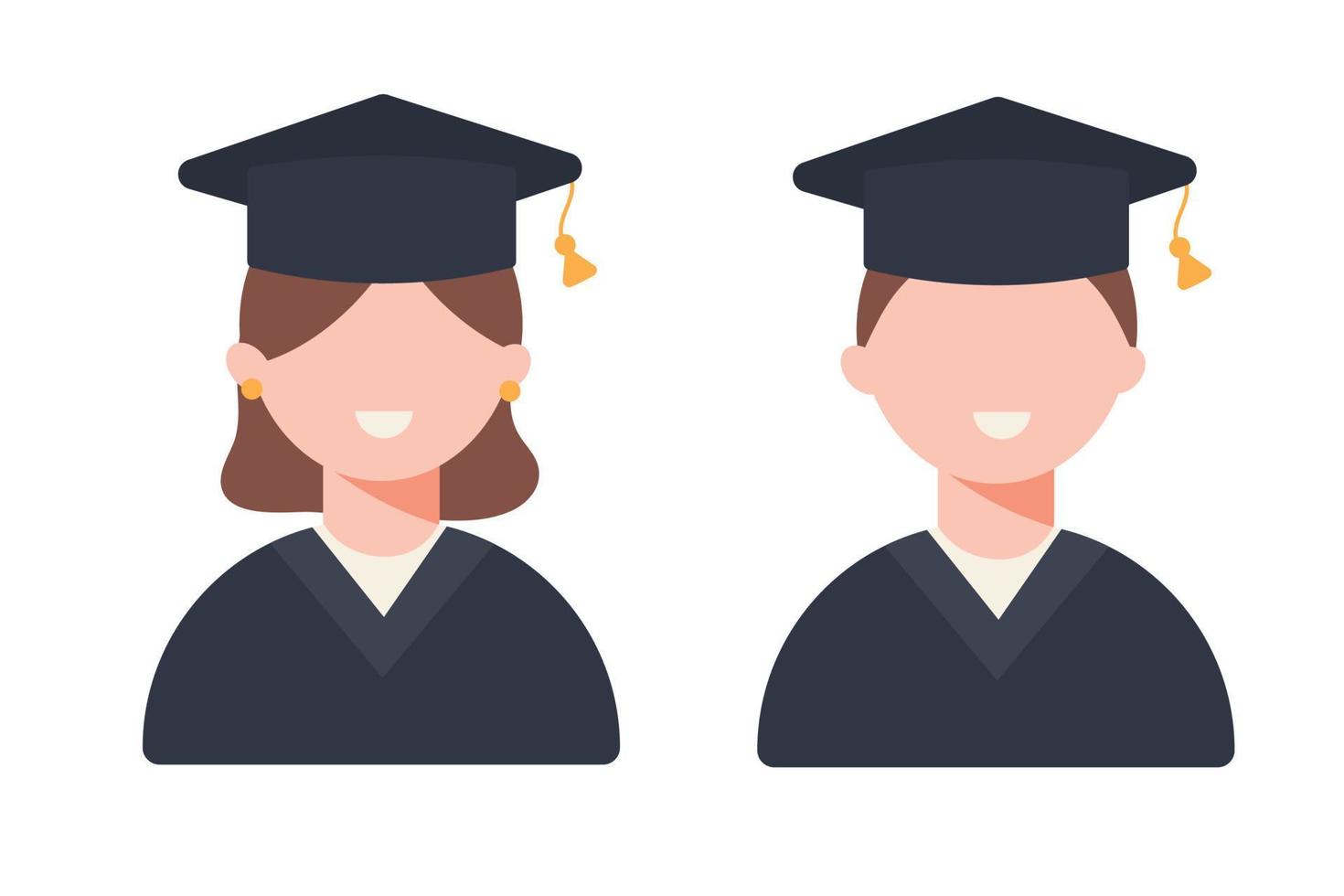 un estudiante sonríe el día de la graduación. hombre y mujer en estilo plano. ilustración vectorial vector