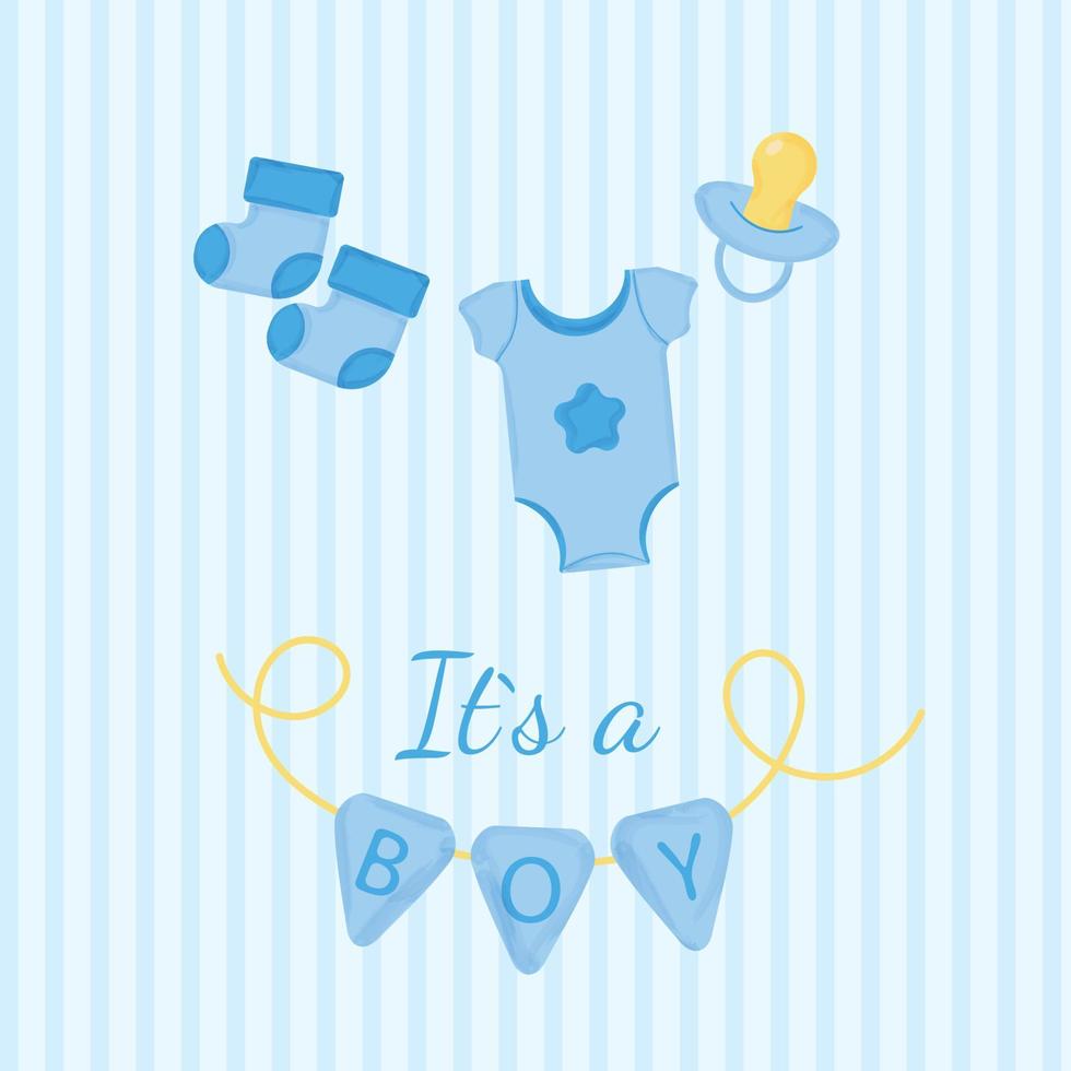 Invitation, card baby shower is a boy. Vector illustration