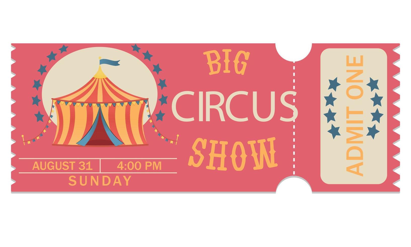 Circus ticket. Big show yellow. vector