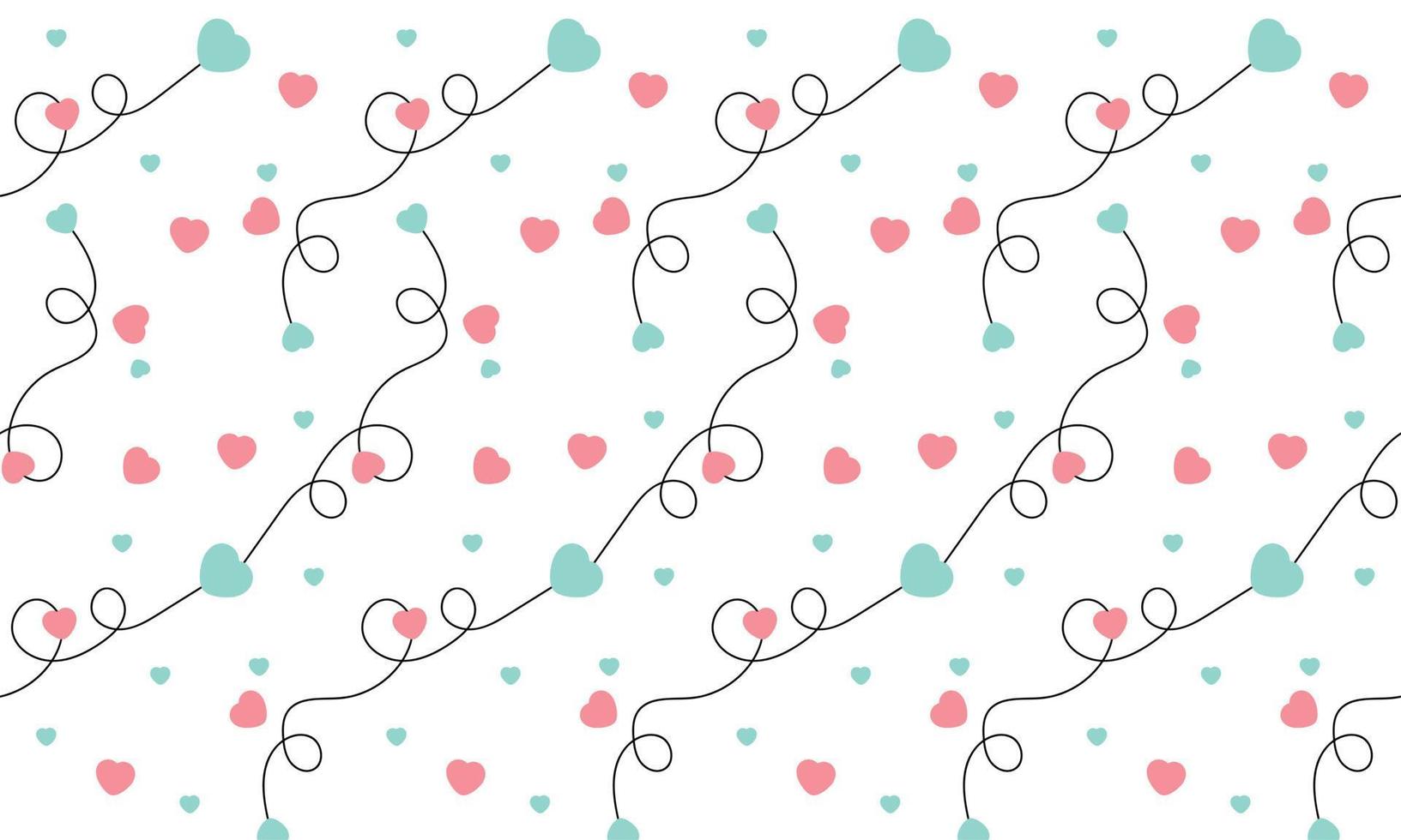 Seamless blue and pink heart pattern on white background vector