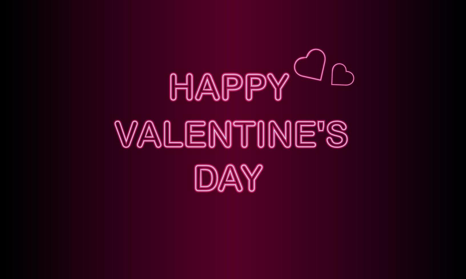 Neon lettering Happy Valentine's Day on a dark background. vector