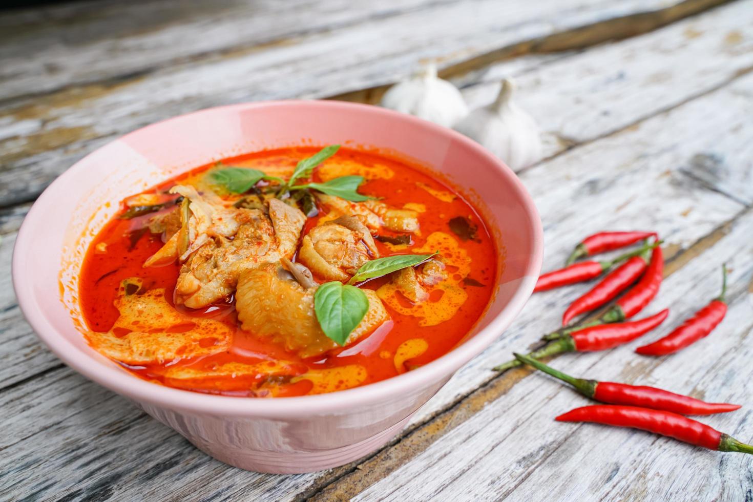 Thai Food Red Curry Chicken with Bamboo Shoots It is a popular Thai food and is meticulous in