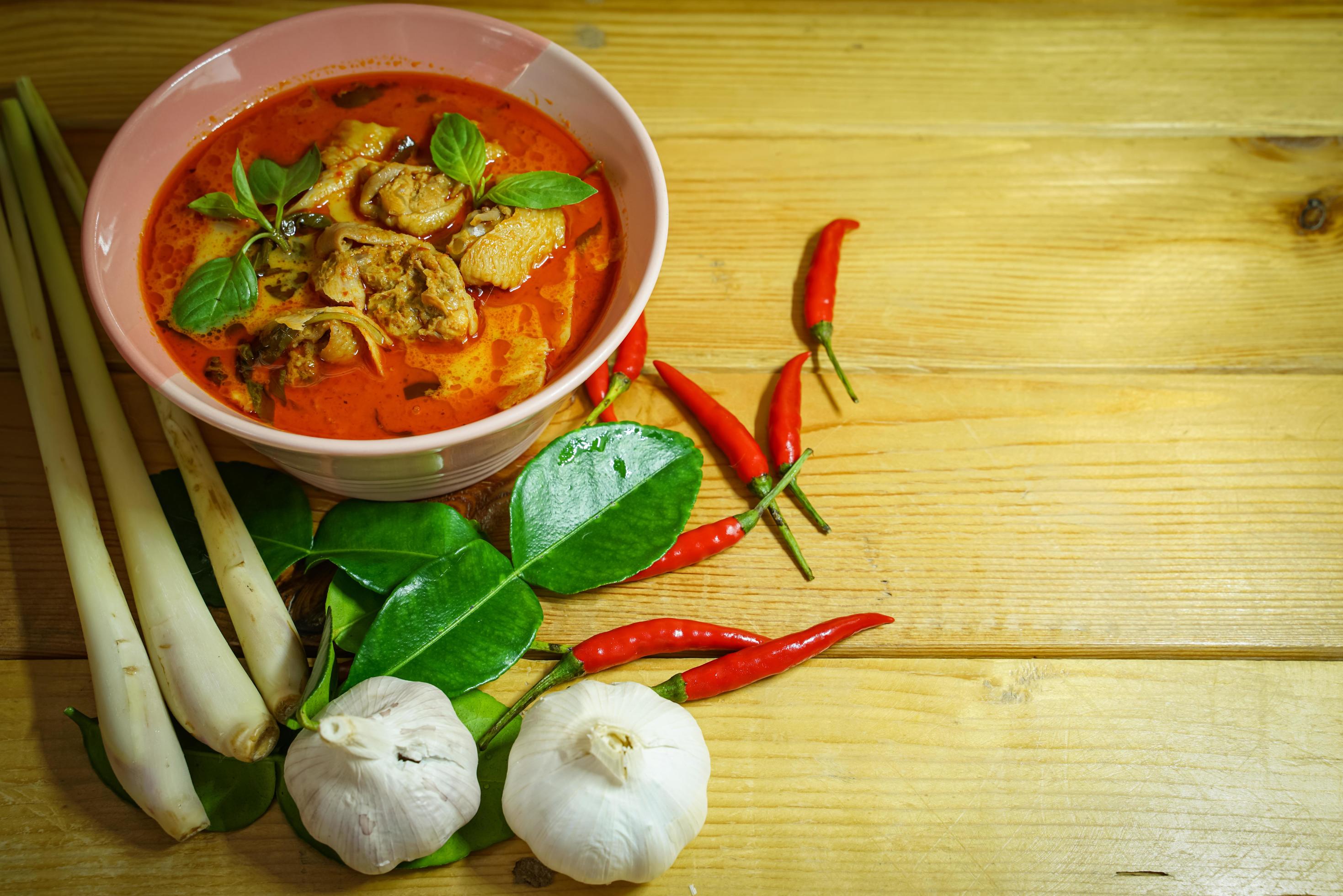 Thai Food Red Curry Chicken with Bamboo Shoots It is a popular Thai