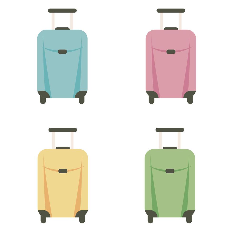 A set of suitcases. Travel luggage. Isolated on white background. Vector illustration.