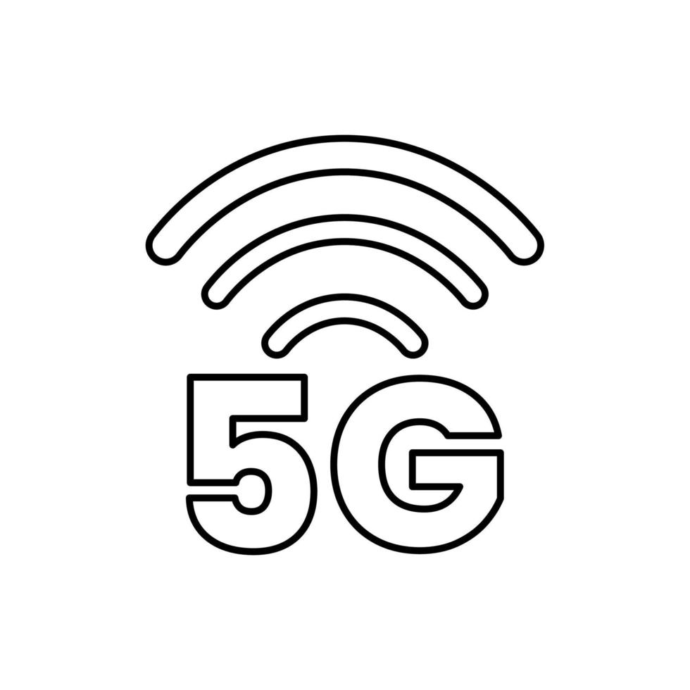 5 G line style symbol. High speed wifi or wireless network logo. Symbol of mobile internet technology. Vector illustration.